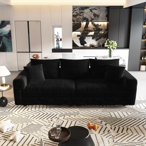 GDFStudio Briony Modern 3-Seater Convertible Corduroy Upholstered Sofa with Soft Pillows - 1 of 4