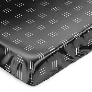 Sweet Jojo Designs Gender Neutral Unisex Satin Fitted Crib Sheet Boho Hatch Black and White - 1 of 4