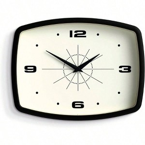 Movie Wall Clock Rectangular Retro Clock 10 Inch Black Cool Mid Designer Look Kitchen Living Room Office - 1 of 4