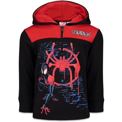 Marvel Spiderverse Toddler Boys Half zip Pullover Fleece Hoodie
