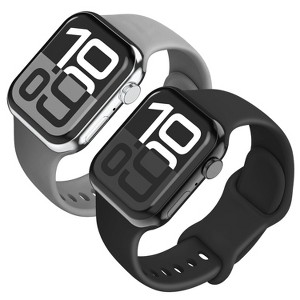 Vena 2 Pack For Apple Watch Ultra 2 Band 49mm, Apple Watch Ultra Band, Silicone Sport Strap For iWatch 45mm Series 9/8/7 44mm Series 6/5/4, Gray+Black - 1 of 4