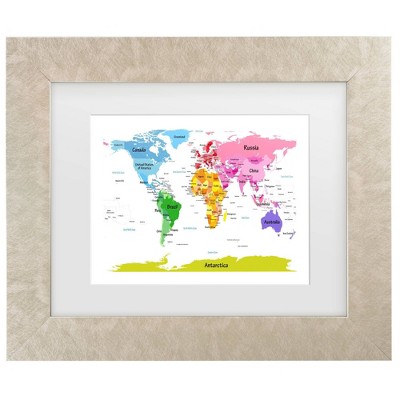 Trademark Fine Art Michael Tompsett World Map for Kids' II Matted Framed Art 