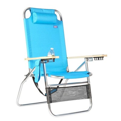 Copa Big Papa 4 Position Folding Aluminum Beach Lounge Chair w/ Headrest, Blue