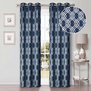 Scrolling Ribbon Trellis Room Darkening Semi-Blackout Curtains, Set of 2 by Blue Nile Mills - 1 of 4