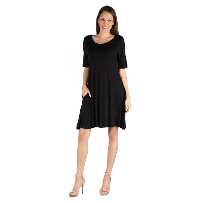 Soft Flare T Shirt Dress With Pocket Detail-black-s : Target