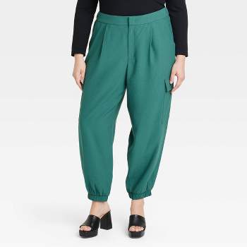 Women's High-rise Relaxed Fit Baggy Wide Leg Trousers - A New Day™ Green 26  : Target