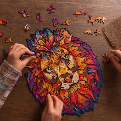 Mysterious Lion 106 Piece Multicolor Wooden Jigsaw Puzzle