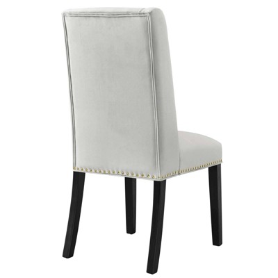 Elegant Light Gray Velvet Upholstered Dining Chair with Wood Frame