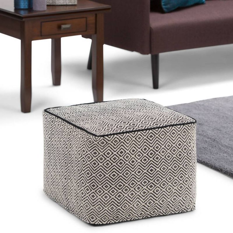 Dougan Square Moroccan Inspired Pouf Black/Natural Cotton - WyndenHall, 3 of 9