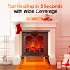 SUGIFT 18" Freestanding Electric Fireplace Heater Stove with Thermostat & Flame Effect - 3 of 4