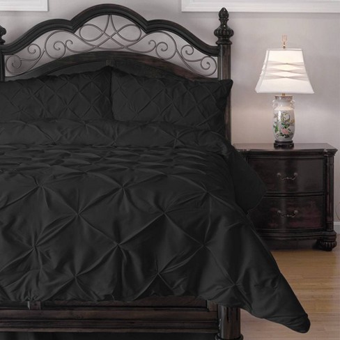 Eluxury Pinch Pleat Comforter Set Black Full Target