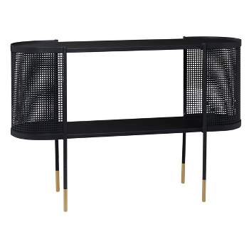 Contemporary Metal Oval Console Table Black - Olivia & May