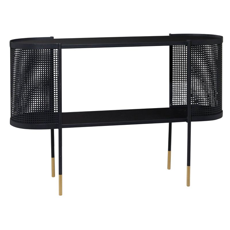 Contemporary Metal Oval Console Table Black - Olivia &#38; May, 1 of 11