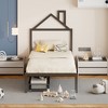 Full/Twin Size Metal Platform Bed Frame with Trundle Bed/ Drawers, House-Shaped Headboard Design 4S -ModernLuxe - 3 of 4