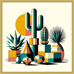 Amanti Art Succulents in Cubist Vases by David Galan Wood Framed Wall Art Print - 1 of 4
