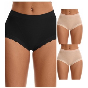 INSPIRE CHIC 3 Packs Women's High Waisted Breathable Tummy Control Underpants - 1 of 4