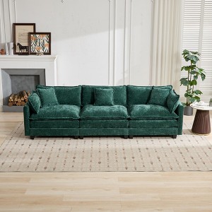 Modern Sectional Sofa Upholstered Cloud Sofa with Comfy Double Layer Upholstered Seat Cushion, Green/Black/Blue/Beige - ModernLuxe - 1 of 4