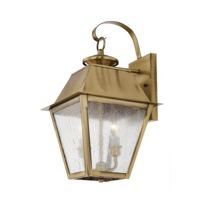 Antique Brass Seeded Glass 2-Light Outdoor Wall Lantern