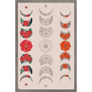 Trends International Floral Phases of the Moon Framed Wall Poster Prints - 1 of 4