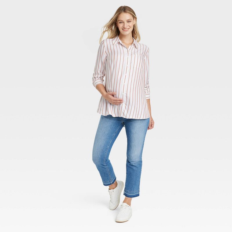 Long Sleeve Casual Woven Maternity Shirt - Isabel Maternity by Ingrid & Isabel™, 3 of 4