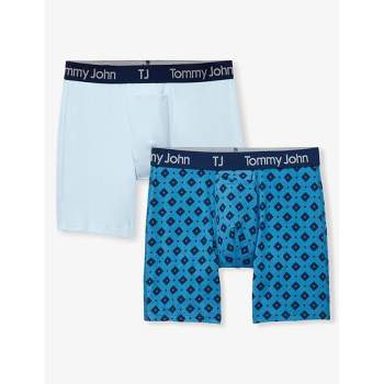 TJ | Tommy John™ Men's 6" Striped Boxer Briefs 2pk - Diamond Array/Crystal Blue