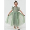 2Bunnies Girl Iris Floral Lace Tulle Flower Girl Dress in Sage - 2 of 4