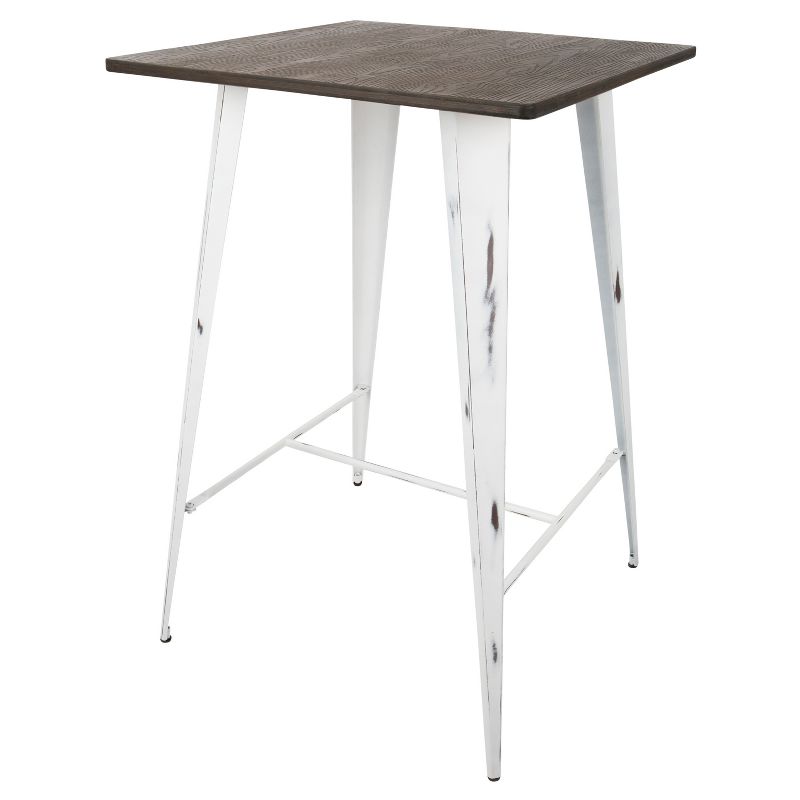 Oregon Bar Height Table with Vintage White Frame/Espresso Wood - LumiSource, 4 of 10