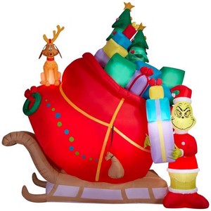 Dr. Airblown Grinch and Max Sleigh 155 in. Inflatable - 1 of 3