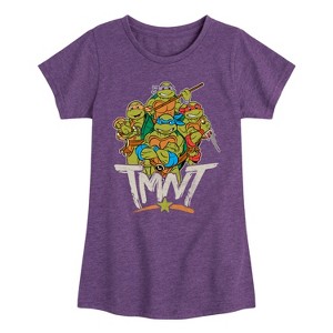 Girls' - Teenage Mutant Ninja Turtles - Leo and Brothers TMNT Fitted Short Sleeve Graphic T-Shirt - 1 of 4
