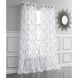Dainty Home Springfield Glitter Embroidered Sheer Grommet Single Curtain Panel - 1 of 4