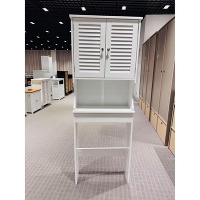 Over-The-Toilet Storage Cabinet - Modern Bathroom Organizer with Adjustable Shelf & Glass Door, Adjustable Layout for Bathroom, Laundry, Restroom