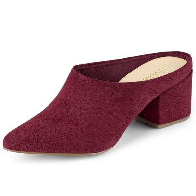 Allegra K Women's Pointed Toe Slip on Block Heel Slide Mules