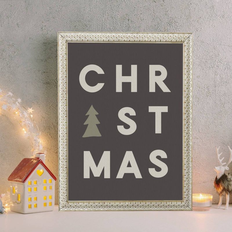 8&#34; x 10&#34; Christmas Tree with Letter White/Gold Frame Wall Canvas - Petal Lane, 3 of 5