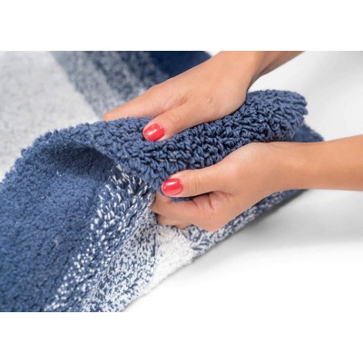 Whitney Ombre Blue Cotton Reversible Bath Rug Set