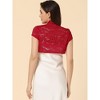 INSPIRE CHIC Women's Lace Stand Collar Pearl Button Short Sleeve Cropped Shrug - 4 of 4