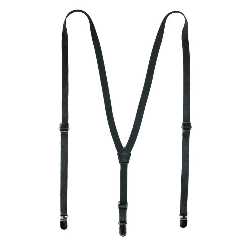CTM Faux Leather Slim Clip-End Suspenders, 1 of 3