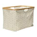 Household Essentials Bamboo Rimmed Krush Basket with Cut Out Handles Tan