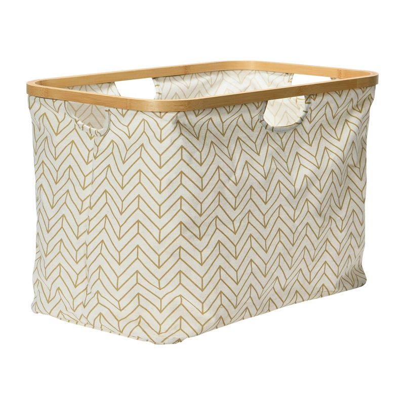 Household Essentials Bamboo Rimmed Krush Basket with Cut Out Handles Tan, 1 of 10