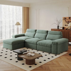 114.2'' L-Shaped Sectional Sofas with Adjustable Backrest and Ottoman, Storage Space and Space-Saving Design for Living Room & Bedroom - 1 of 4