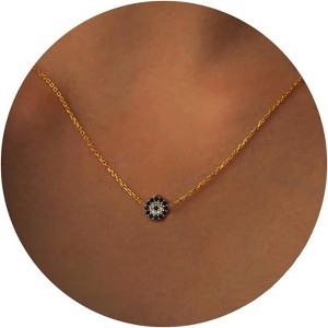 Gold Symbol Necklace for Women, 14K Gold Plated Infinity Star Evil Eye & Cross - 1 of 4