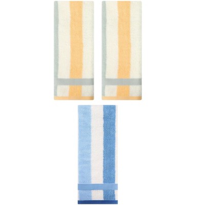 REGALWOVEN 3 Pack Striped Cotton Bathroom Decorative Hand Towels 13" x 29"