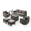 Buenhomino 7PCS Outdoor Patio Furniture Set,PE Wicker Patio Conversation Sets with 41" 50000BTU Fire Pit Table,Swivel Rocking Chairs Set - 2 of 4