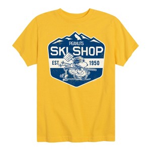 Boys' - Peanuts - Snoopy and Woodstock Ski Shop Short Sleeve Graphic T-Shirt - 1 of 4