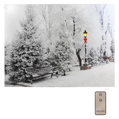 Lumabase Battery Operated Lighted Wall Art with Remote Control Winter Wonderland