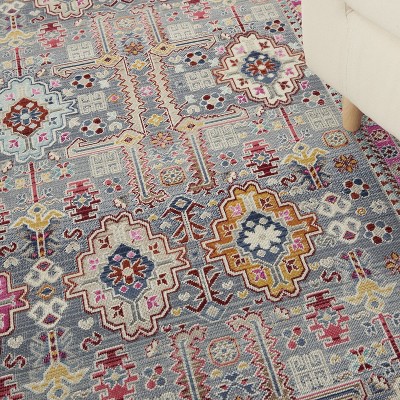 Gray and Multicolor Geometric 8' x 10' Synthetic Area Rug