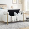 Elegant Upholstered Linen Storage Bench with Cylindrical Arms and Iron Legs for Hallway Living Room Bedroom-Cuddlewood - 3 of 4