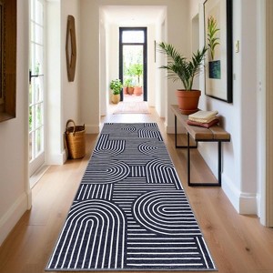 Modern Rainbow Striped Area Rug, Washable Stain-Resistant Non-Slip Throw Carpet for Living Room, Bedroom, Dining Room & Office - 1 of 4