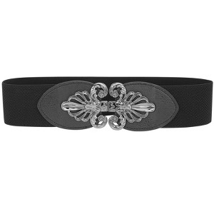 INSPIRE CHIC Women's Faux Leather Elastic Band Fashion Apparel Belt 2.4 Inches Width 1 Pc - 1 of 4