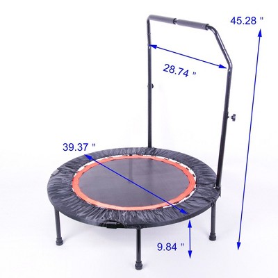 40 Inch Black Steel Mini Exercise Trampoline with Safety Pad
