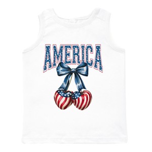 The Juniper Shop America Flag Cherries Coquette Toddler Tank - 1 of 4